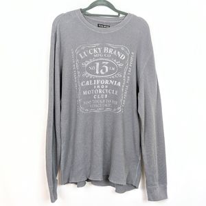 LUCKY BRAND Gray Knit Wear Motorcycle Club Shirt